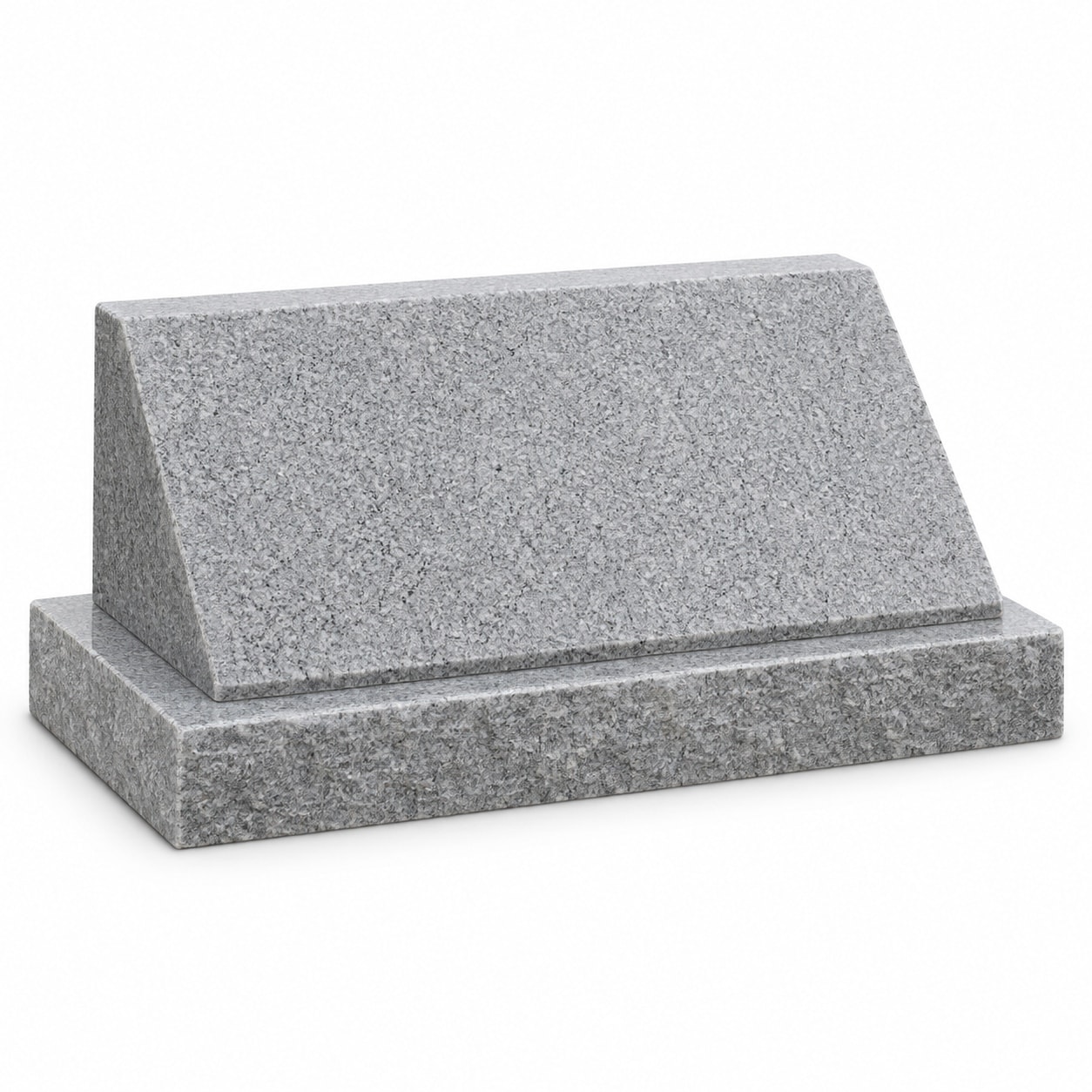 Gray granite slant marker on base