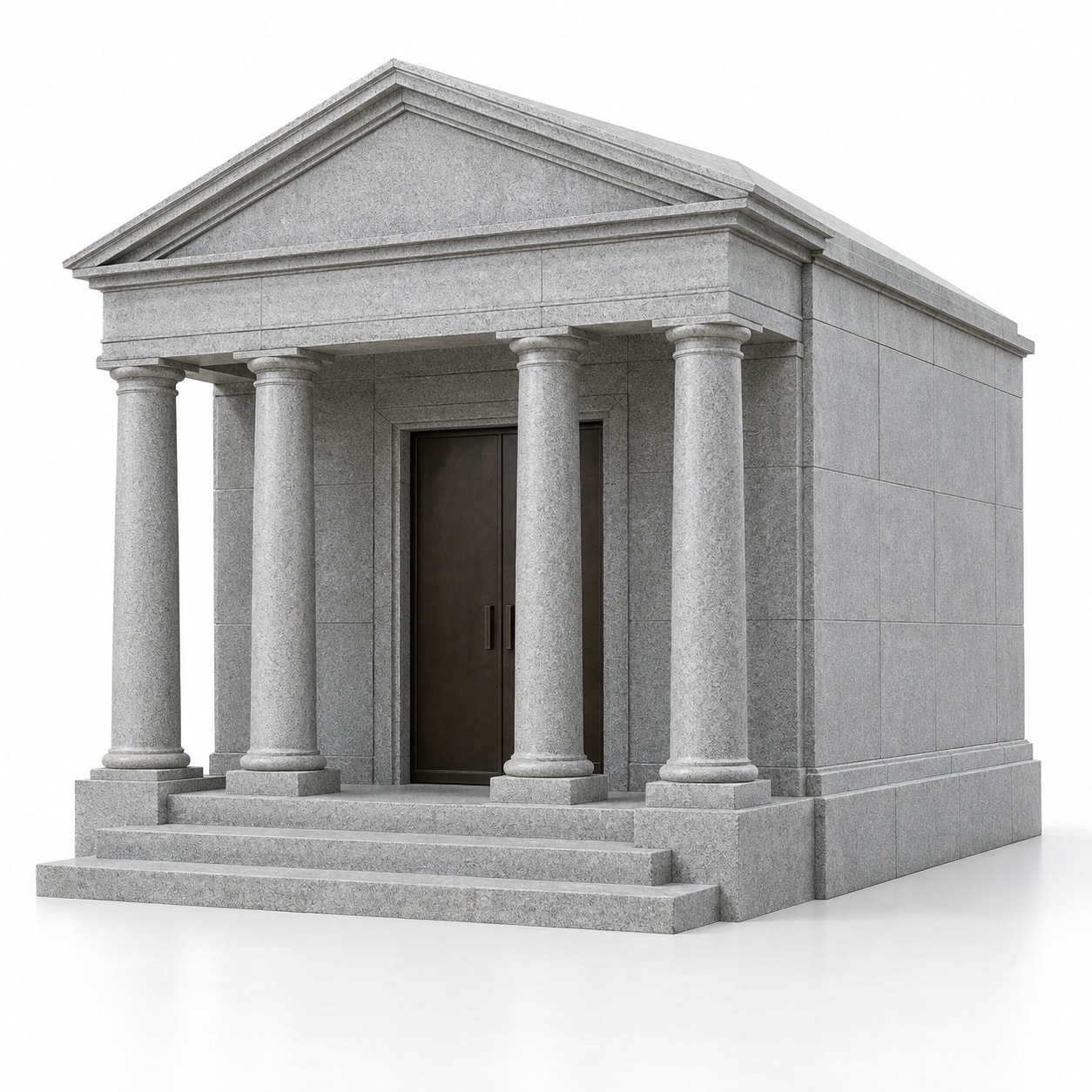 Columned portico granite mausoleum with grand staircase